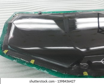 Auto Mechanic Is Making Car Parts From Carbon., The Hood (front Bonnet ) Is Made Of Carbon.