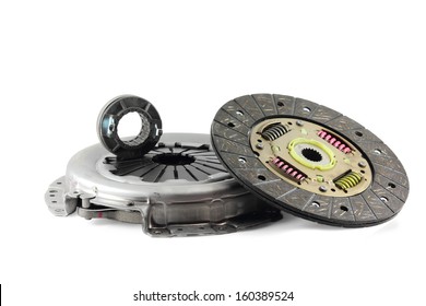 Auto Parts. A Clutch Mechanism For A Car On A White Background