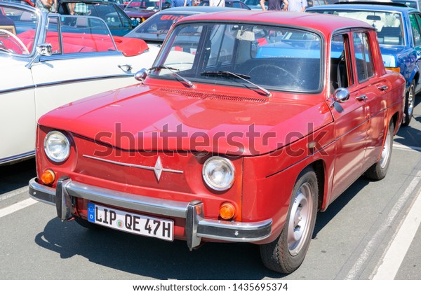 Auto\
show in Lemgo, Germany, old Renault 8,\
06-23-2019