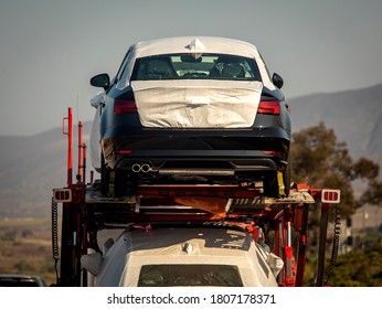 Auto Transport Carrier On Freeway 