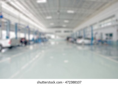 Auto Ware House. Garage Blurred Background.