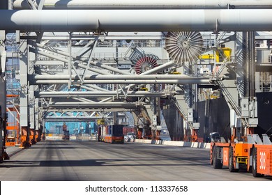 Automated Container Terminal In A Large Shipping Port.