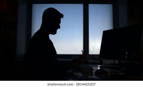 Automated Developer Concentrating On Code At Computer Screen In Peaceful Early Morning Environment . Media