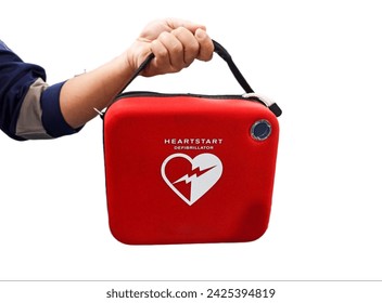 Automated External Defibrillator, It is a portable electronic device that automatically diagnoses the life-threatening cardiac arrhythmias