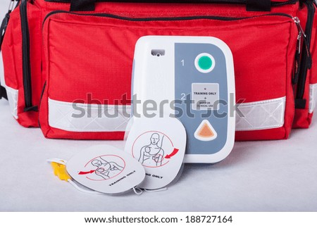 Automated External Defibrillator and rescue bag, horizontal