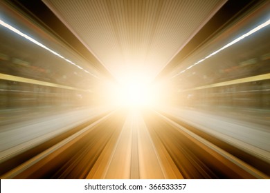 Automated guide-way train at night in Japan