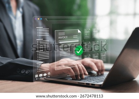 Automated Invoice Processing System in Accounting Department, Businessman Managing Digital Billing, Streamlined Payment Workflow, Financial Document Management for Accurate and Efficient Operations