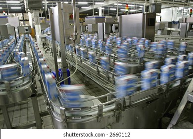 Automated Production Line In Modern Dairy Factory