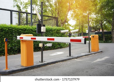 Automatic Barrier Gate , Security system for building and car entrance vehicle barrier                                      - Shutterstock ID 1757137979