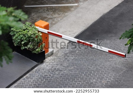 automatic barrier for home village security system with CCTV. Foto stock © 