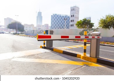 Automatic Barrier On The Road Close-up