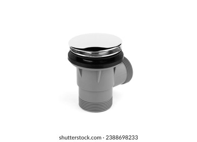 Automatic bath siphon with click-clack mechanism on white background.