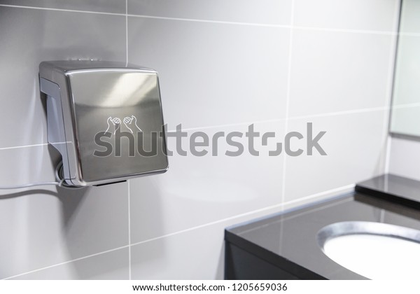 Automatic Bathroom Hand Dryer Public Wc Stock Photo Edit