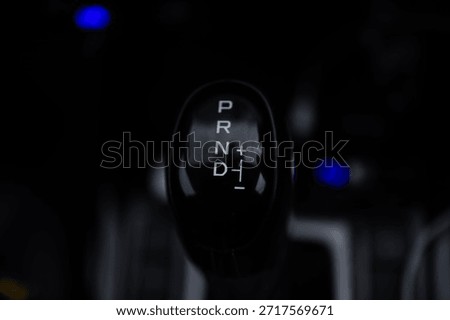 Automatic car gear shift knob,Automatic gear shift, modern car transmission control close-up