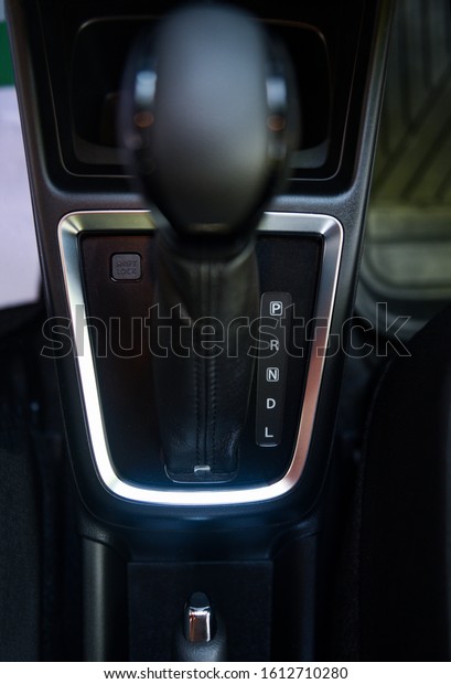 Automatic car transmission shift lever interior car\
detail / automatic gear\
