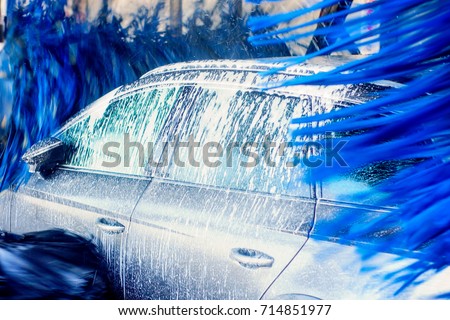 Automatic car wash in action