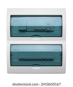 Automatic circuit breakers, isolated on a white background. Automatic electricity switcher.