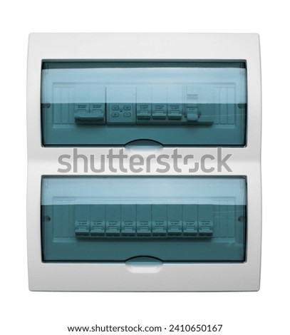 Automatic circuit breakers, isolated on a white background. Automatic electricity switcher.