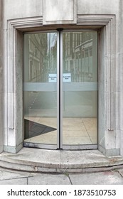 Automatic Double Glass Doors At Building Entrance