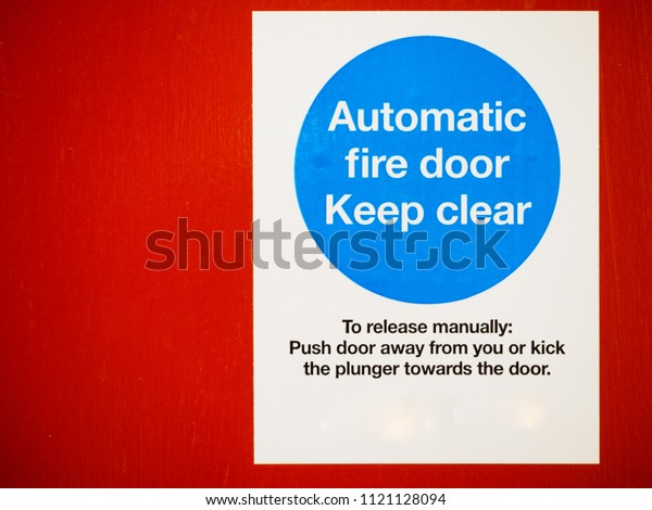 Automatic Fire Door Keep Clear Sign Stock Photo Edit Now