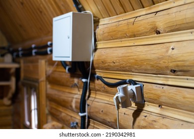 Automatic Fuses In Electricity Distribution Box (fusebox) Inside Wooden House