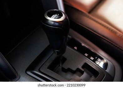 Automatic Gear Stick Inside Modern Sport Car.