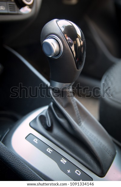 Automatic gear stick of modern car. Interior of car
close up