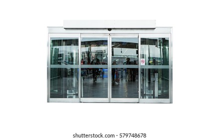 Automatic Glass Door Isolated On White Background
