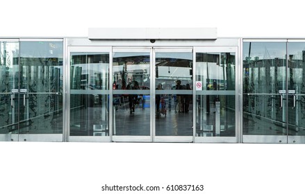 Automatic Glass Door Isolated On White Background
