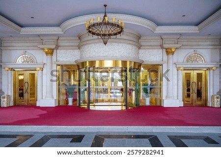 Automatic glass doors in the lobby of the first floor of the luxury hotel