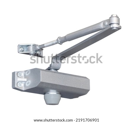 Automatic hydraulic device, leaver hinge door closer holder on a white background