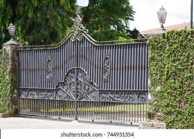 Automatic metal gate with beautiful design. Metal work, automation.