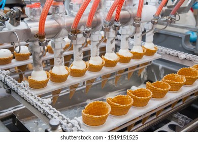 Automatic production line of ice cream.