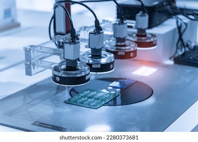 automatic robot vision sensor camera system in intellegence pcb factory - Shutterstock ID 2280373681