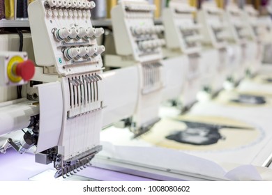 Row Sewing Machine On Factory Industry Stock Photo (Edit Now) 695504644