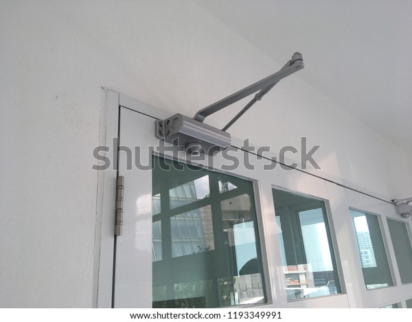 Automatic System Hydraulic Leaver Hinge Modern Stock Photo Edit