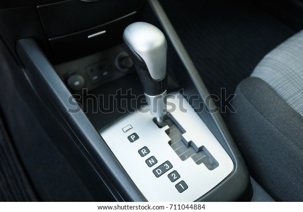 Automatic transmission car, detail of modern car\
interior, close up