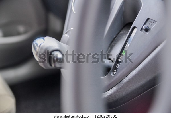 Automatic\
transmission car gear knob at drive 2\
position