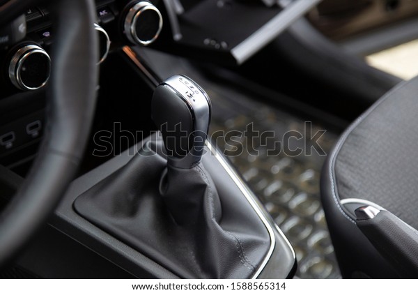 Automatic\
transmission of the car. Interior of the\
car.
