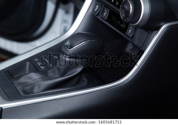 Automatic transmission of the car. The interior of\
the car.