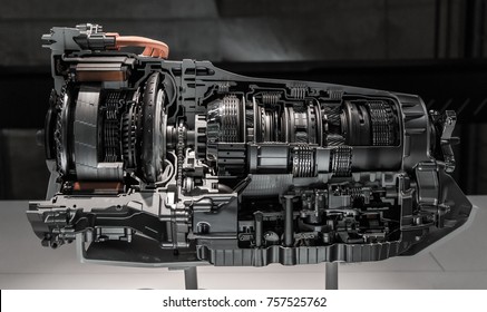 Automatic transmission gearbox. Automobile transmission gearbox in sections.