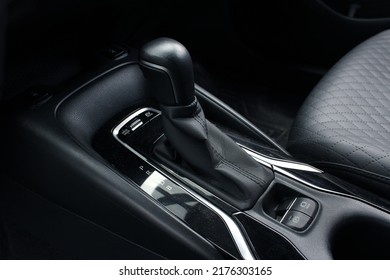 Automatic transmission gearshift stick, Closeup a manual shift of modern car gear shifter. Close up of the automatic gearbox lever, black interior car. - Shutterstock ID 2176303165