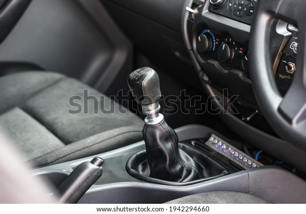 automatic transmission
shift selector in the car interior. Closeup a manual shift of
modern car gear
shifter.