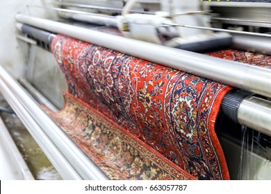 Automatic Washing And Cleaning Of Carpets. Industrial Line For Washing Carpets