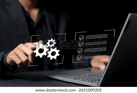 automation of business process workflow, optimisation concept with gears icon