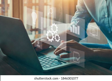 Automation concept. Optimise business process workflow. - Shutterstock ID 1846301077