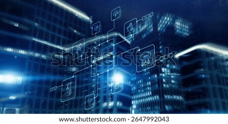Automation concept. Technology Process System on city background.