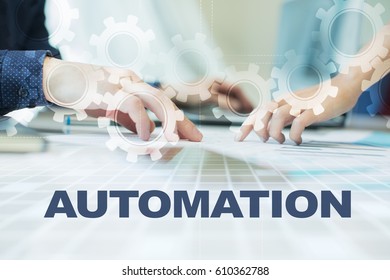 Automation Concept. Virtual Screen With Office On Backgraound.