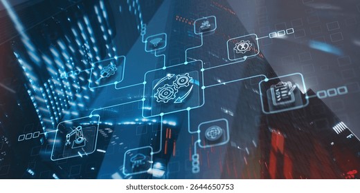 Automation icon. Software Technology Process System Business concept.