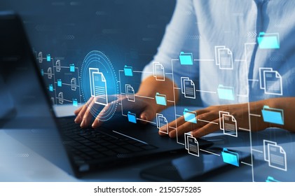 Automation software to archiving and efficiently manage  and information files.Document Management System (DMS).  Internet Technology Concept.